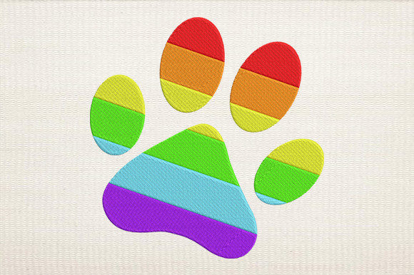 Dog Paw Footprint Rainbow Pride Embroidery Review