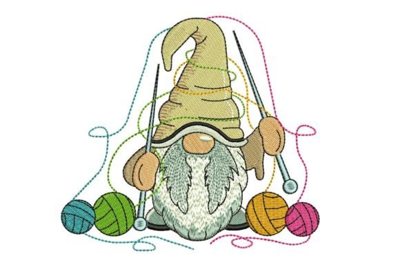 Knitting Gnome Embroidery Design: A Cozy Staple for Apparel