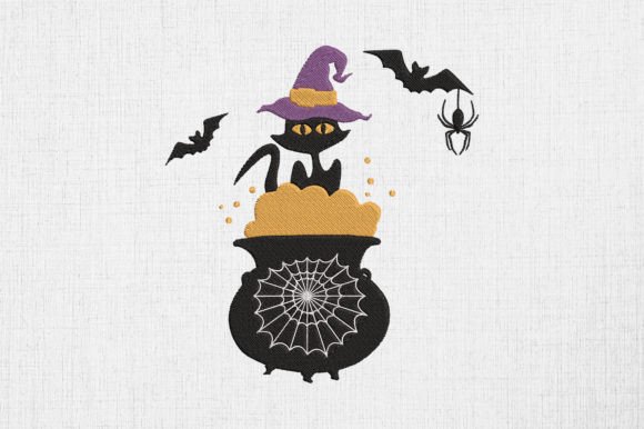 Witch Black Cat Embroidery Design Review for Halloween Makes